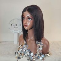 Short Glueless Bob Wig – Human Hair 5x5 Lace Closure