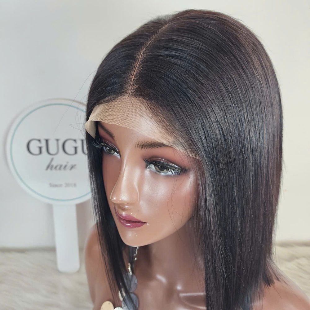 Short Glueless Bob Wig – Human Hair 5x5 Lace Closure