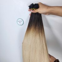 Ombre I Tip Hair Extensions – Dark Root to Blonde, 100% Human Hair