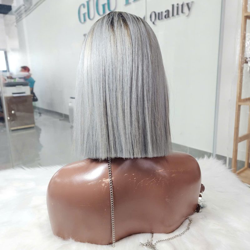 Chic Short Gray Wig for Women | Real Human Hair | GUGU HAIR