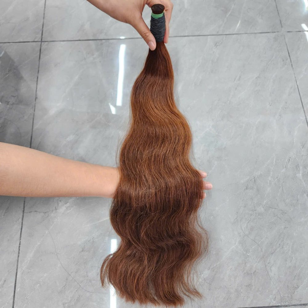 Premium Bulk Hair Natural Wave Light Chestnut Brown Color Raw Vietnamese Human Hair Extension