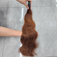 Premium Bulk Hair Natural Wave Light Chestnut Brown Color Raw Vietnamese Human Hair Extension