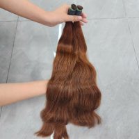 Premium Bulk Hair Natural Wave Light Chestnut Brown Color Raw Vietnamese Human Hair Extension