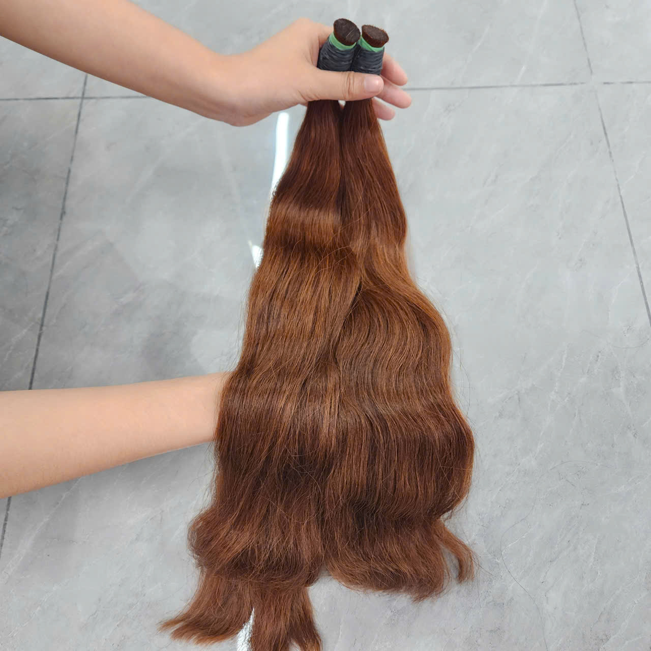 Premium Bulk Hair Natural Wave Light Chestnut Brown Color Raw Vietnamese Human Hair Extension