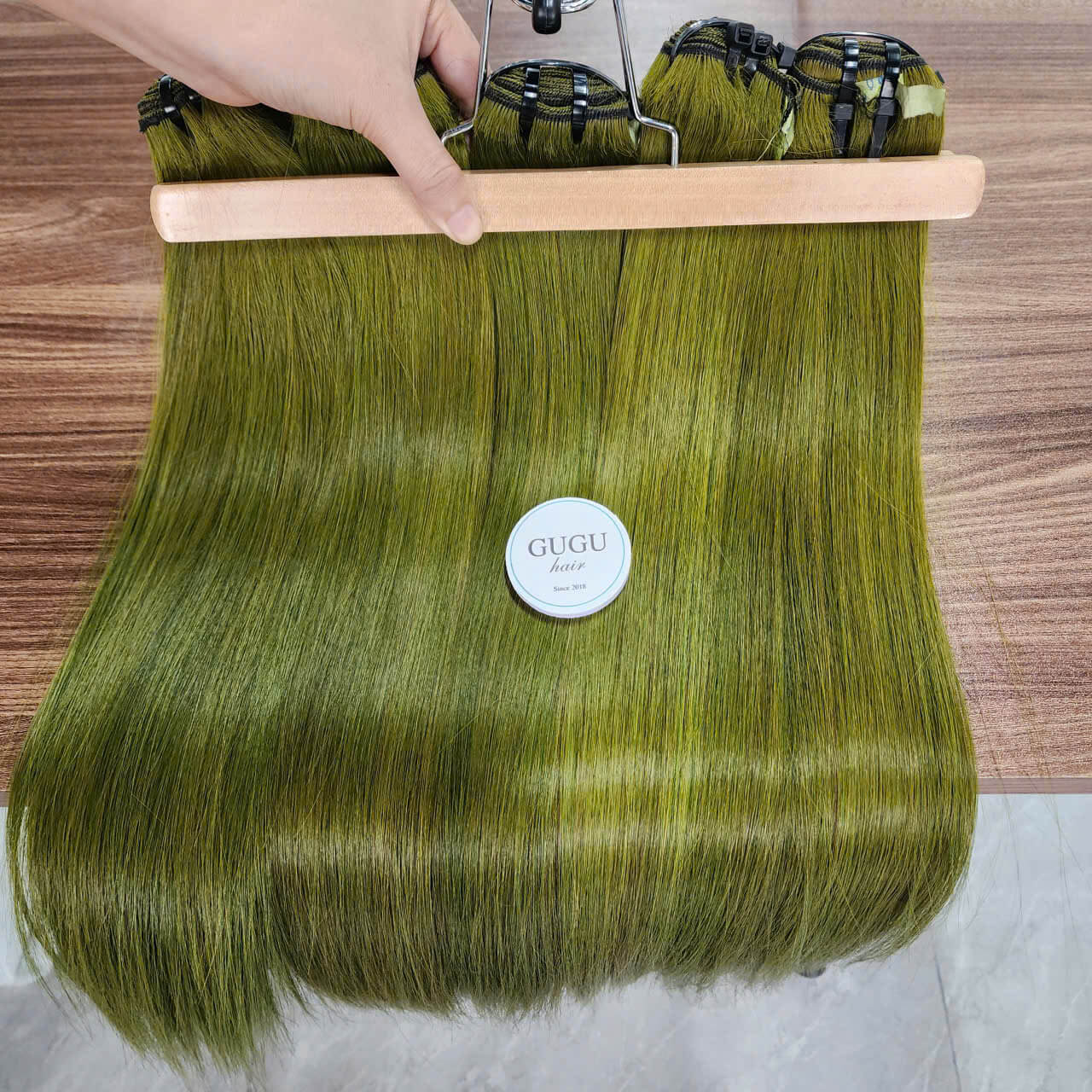 Raw Vietnamese Hair Bundles Olive Green Color - 100% Human Hair Extensions 2 Straight Olive Green Human Hair Bundles for Women