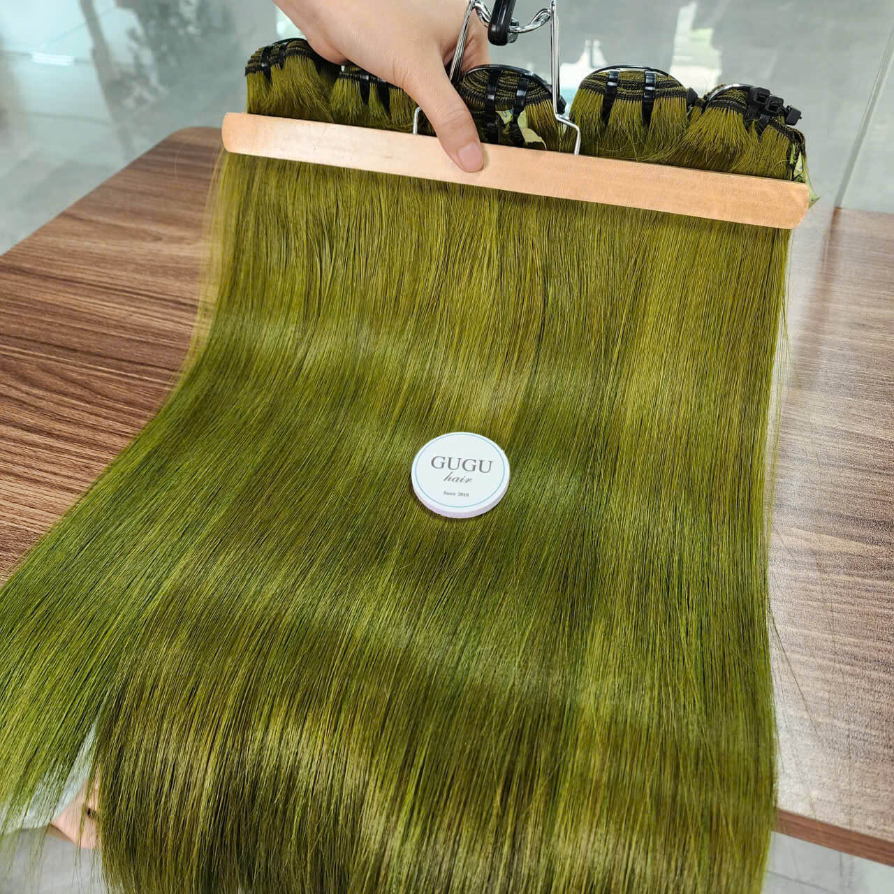 Raw Vietnamese Hair Bundles Olive Green Color - 100% Human Hair Extensions 4 Olive Green Human Hair Bundles
