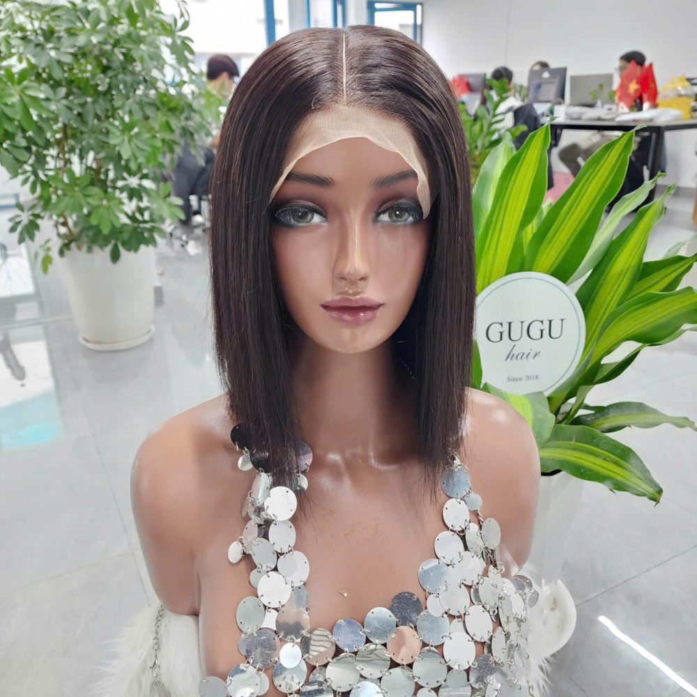 10 inch Jet Black Super Density Raw Vietnamese Human Hair wig