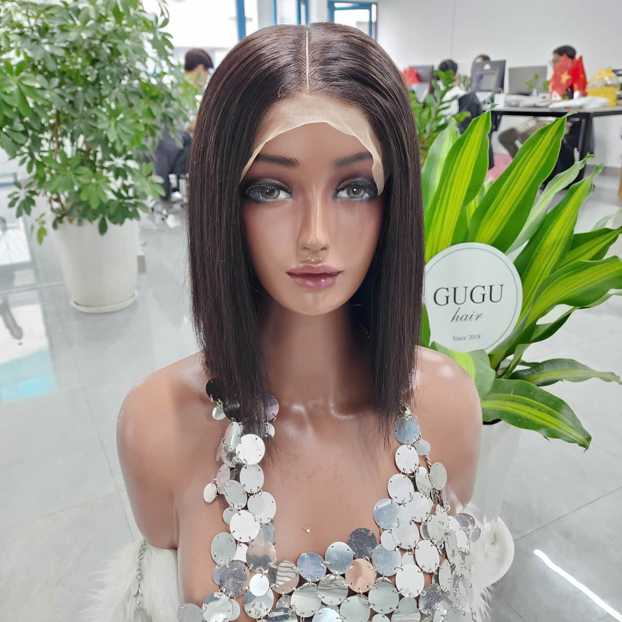 10 inch Jet Black Super Density Raw Vietnamese Human Hair wig