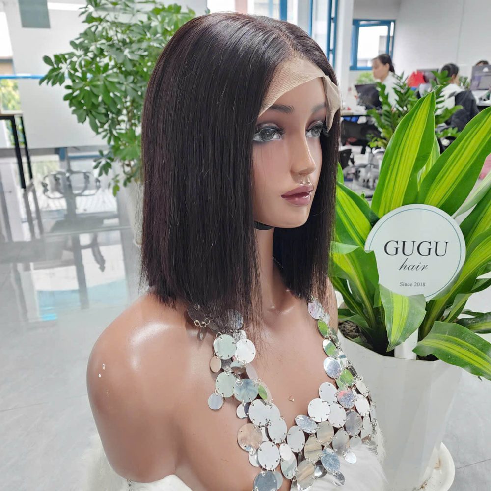 10 inch Jet Black Super Density Raw Vietnamese Human Hair wig