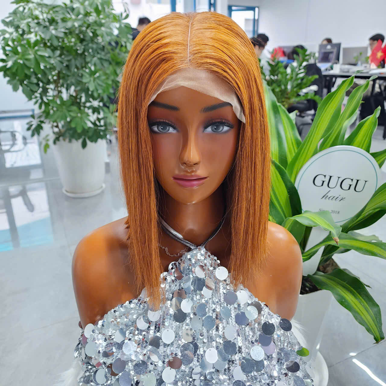 10 Inch Copper Ginger HD Lace Vietnamese Human Hair Bob Wig