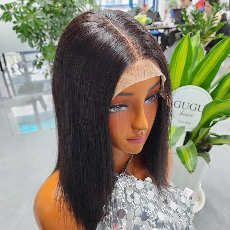 10 inch Glueness Bob Wig Raw Vietnamese human hair Natural Black