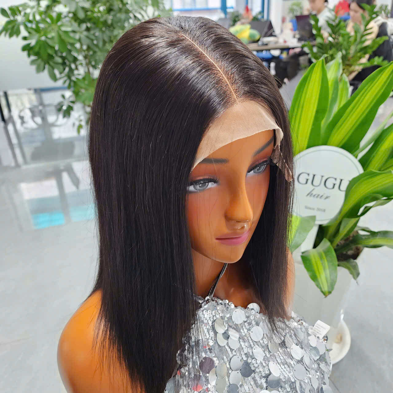 10 inch Glueness Bob Wig Raw Vietnamese human hair Natural Black