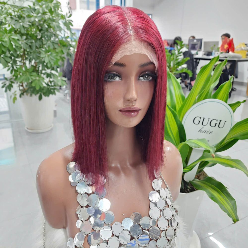 Super Density 10 inch Glueness Bob Wig Raw Vietnamese Human Hair Red Balayage