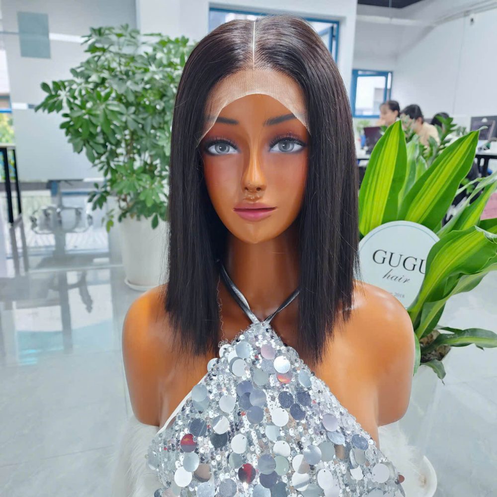 12 inch Jet Black Super Density Raw Vietnamese Human Hair wig