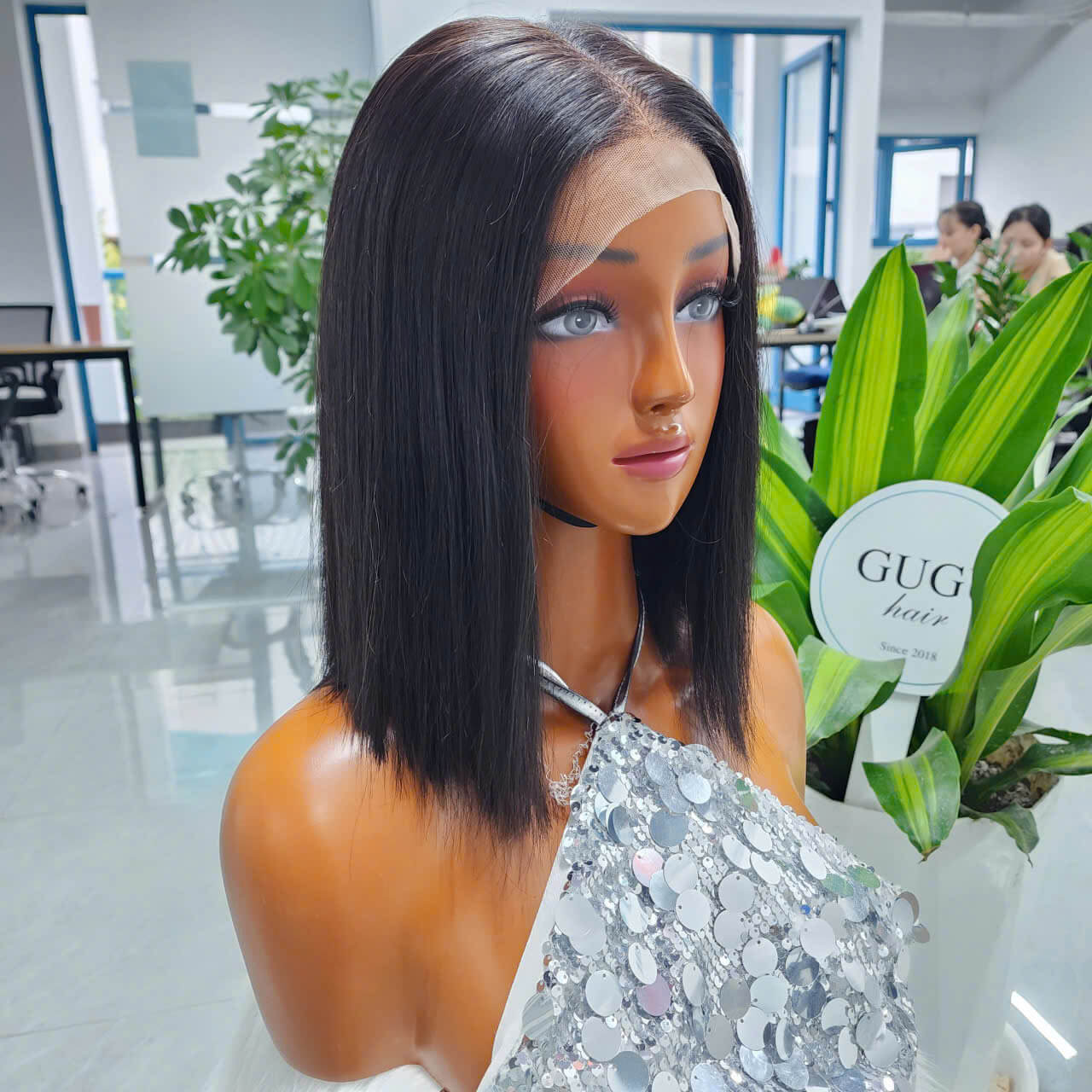 12 inch Jet Black Super Density Raw Vietnamese Human Hair wig