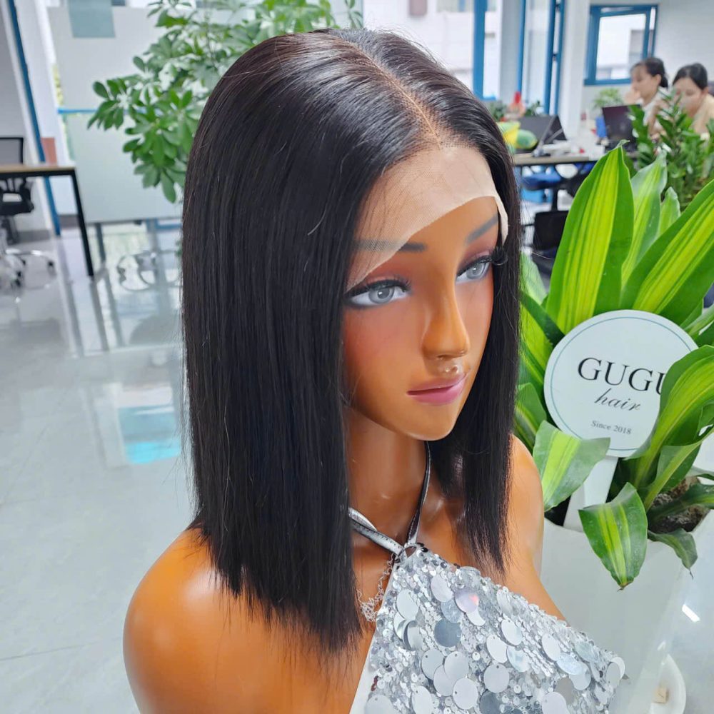 12 inch Jet Black Super Density Raw Vietnamese Human Hair wig