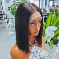 12 inch Jet Black Super Density Raw Vietnamese Human Hair wig