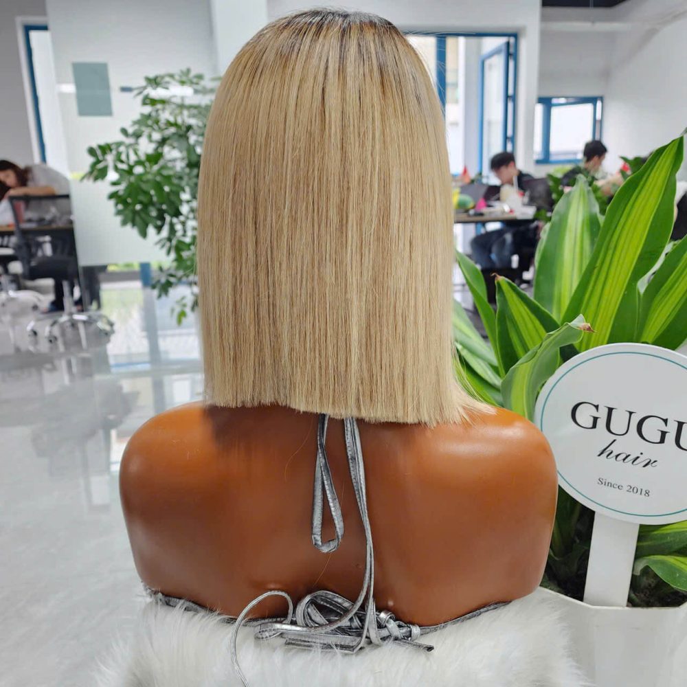 10 Inch Bob Wig Ash Blonde Color Raw Vietnamese Human Hair