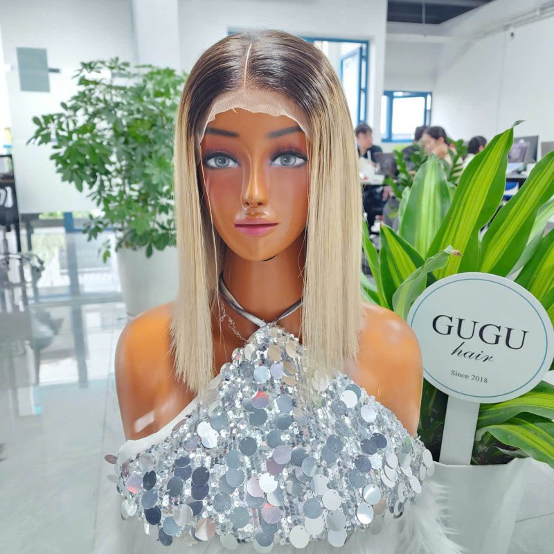 10 Inch Bob Wig Ash Blonde Color Raw Vietnamese Human Hair