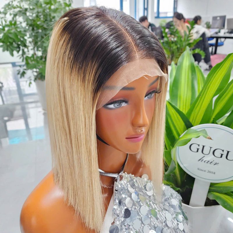 10 Inch Bob Wig Ash Blonde Color Raw Vietnamese Human Hair