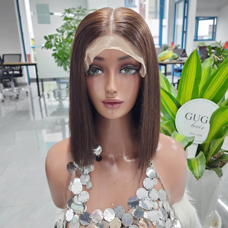 10 Inch Natural Brown Glueness Bob Wig Raw Human Hair