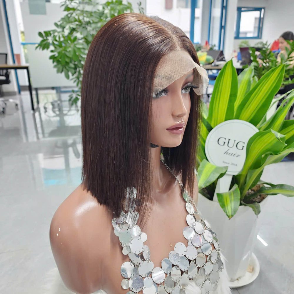 10 Inch Natural Brown Glueness Bob Wig Raw Human Hair