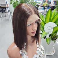 10 Inch Natural Brown Glueness Bob Wig Raw Human Hair