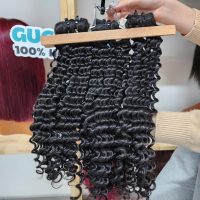 100% Vietnamese human hair bundle weft water curly extensions.