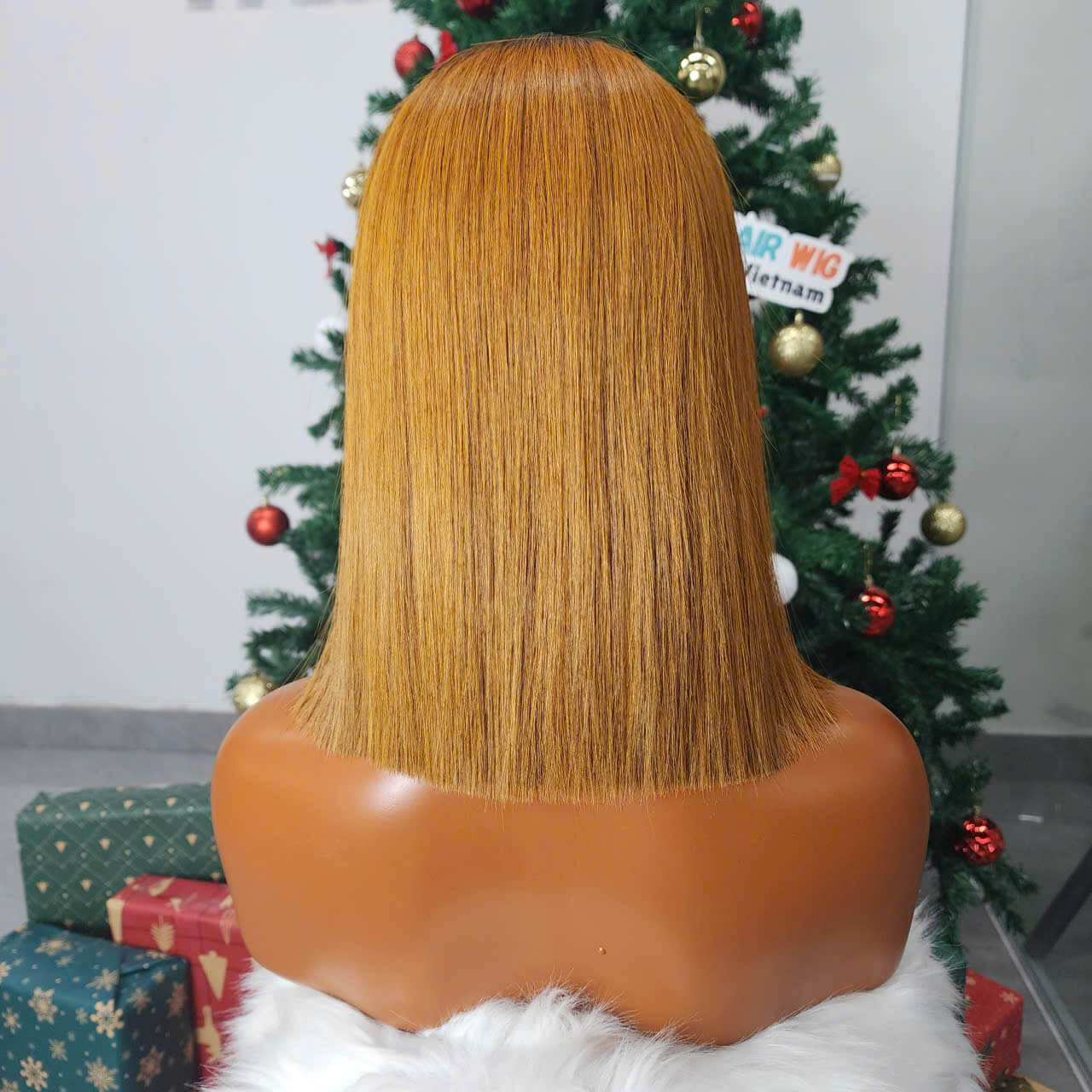 12 Inch Closure Bone Straight Bob Wig Cooper Raw Vietamese Human Hair