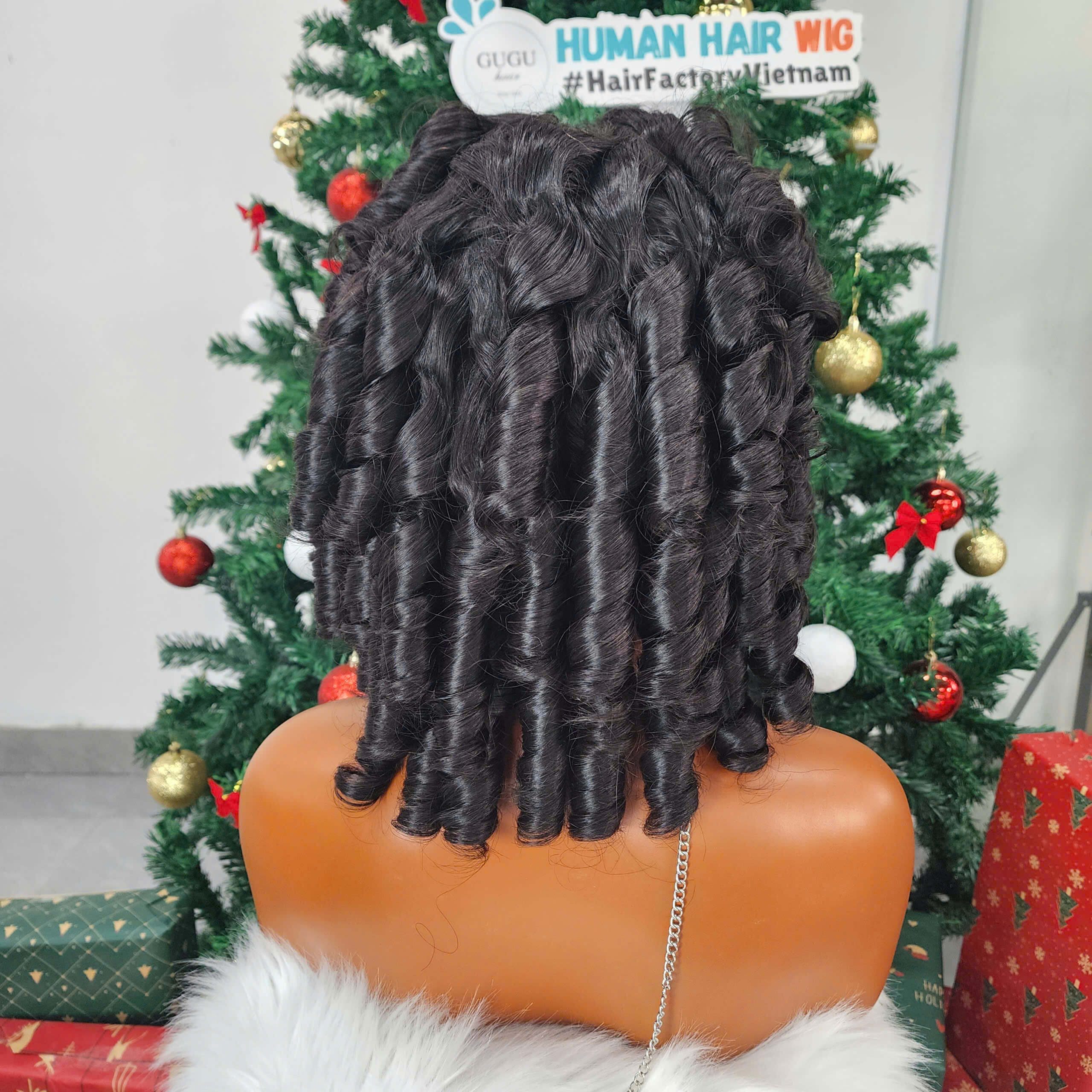 12 inches bouncy curls Vietnamese human hair wig