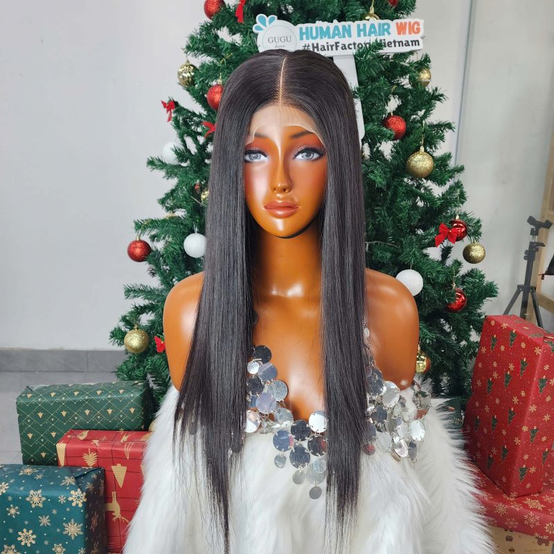 Sdd Bone Straight Hair Wigs 180 Density Human Hair Wigs 18 Inches Black Color 5x5 Lace