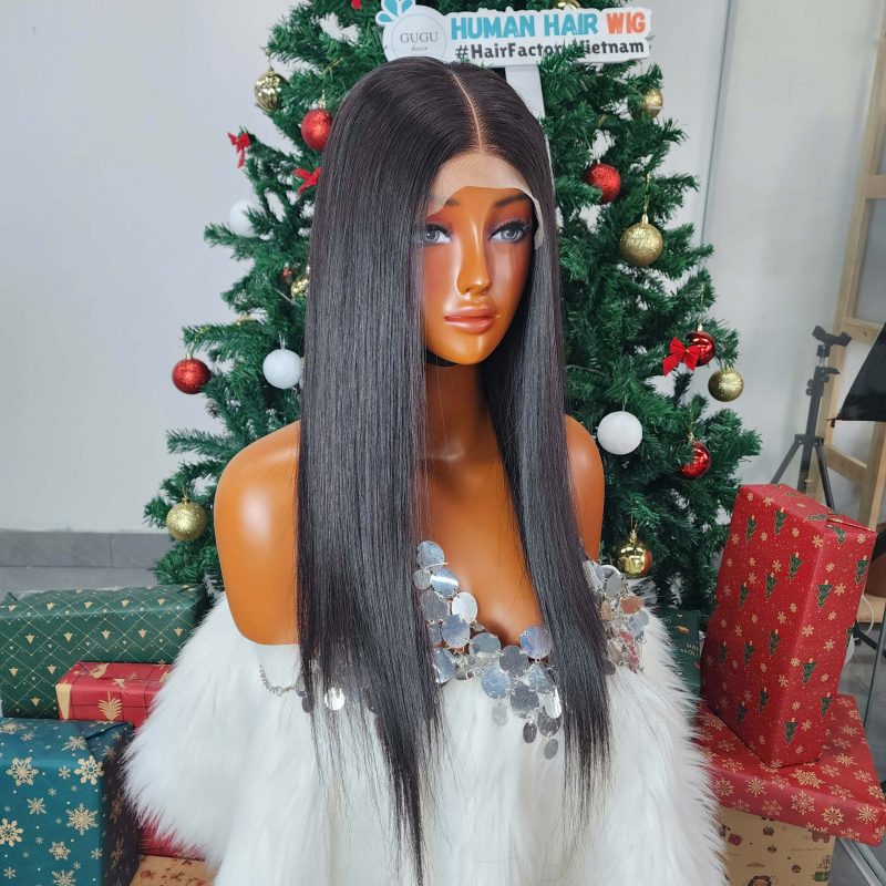 Sdd Bone Straight Hair Wigs 180 Density Human Hair Wigs 18 Inches Black Color 5x5 Lace