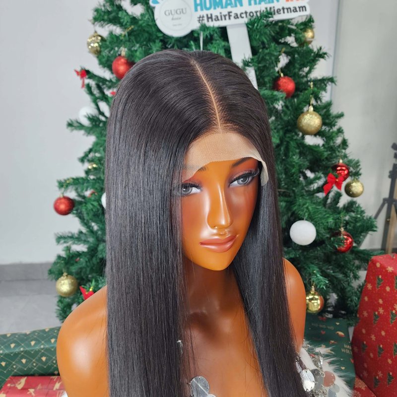 Sdd Bone Straight Hair Wigs 180 Density Human Hair Wigs 18 Inches Black Color 5x5 Lace