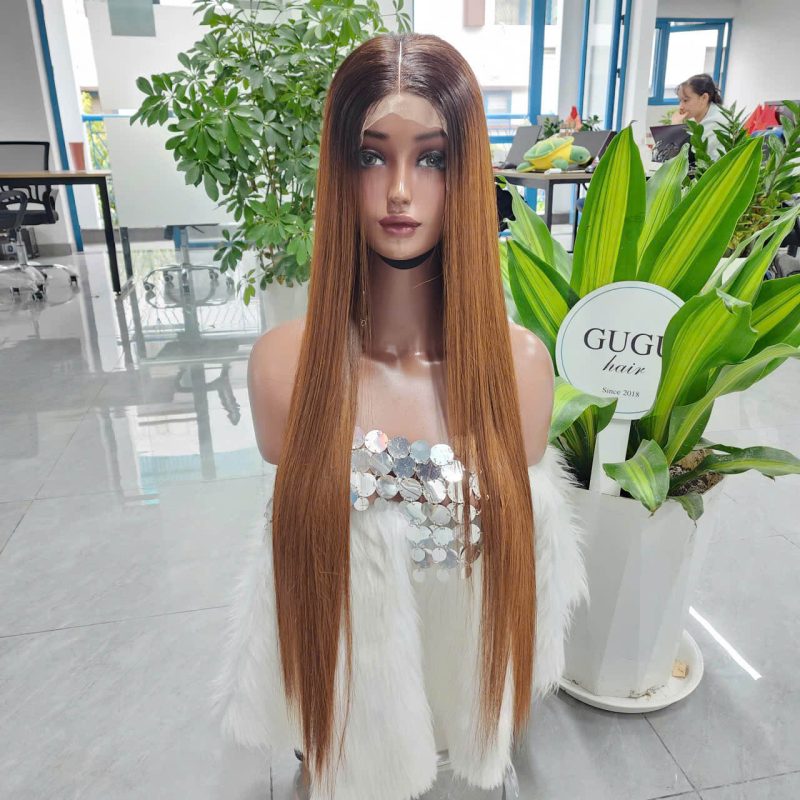26 Inch Glueness Bone Straight Wig Ombre Raw Vietnamese Human Hair
