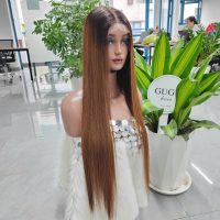 26 Inch Glueness Bone Straight Wig Ombre Raw Vietnamese Human Hair