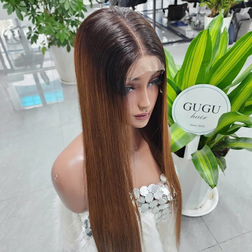 26 Inch Glueness Bone Straight Wig Ombre Raw Vietnamese Human Hair