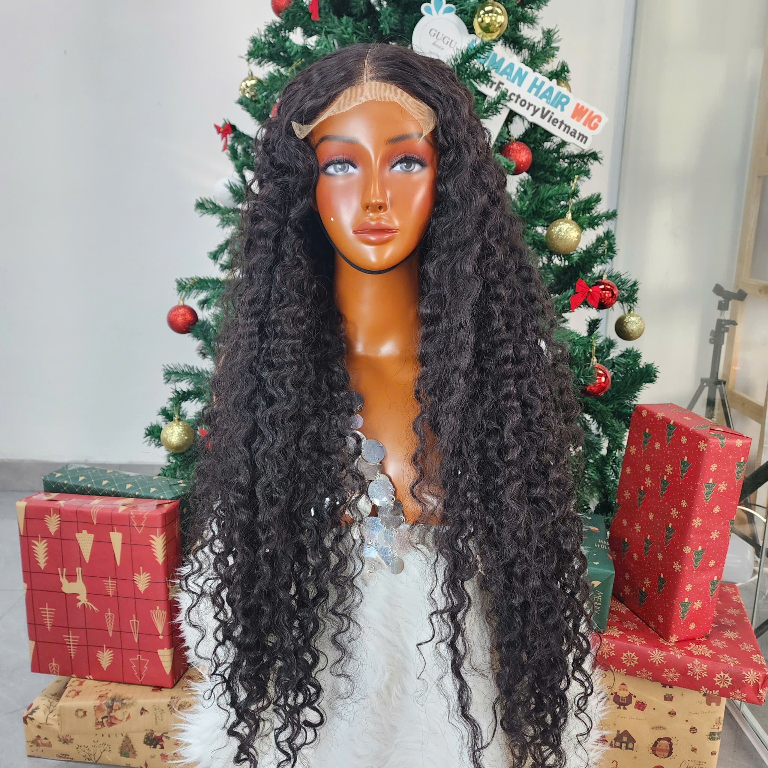 32 inchese Raw Hair 6x6 Burmese Curl Closure Wig