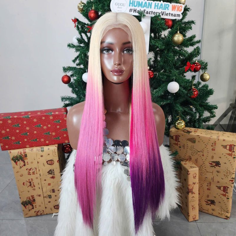 Blonde Pink Ombre Bone Straight Raw Vietnamese Human Hair