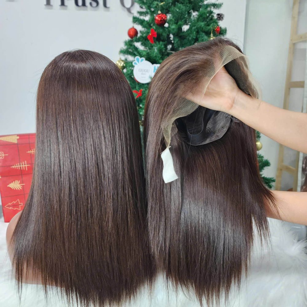 Frontal Bog Wig Ombre Brown Raw Vietnamese Human Hair