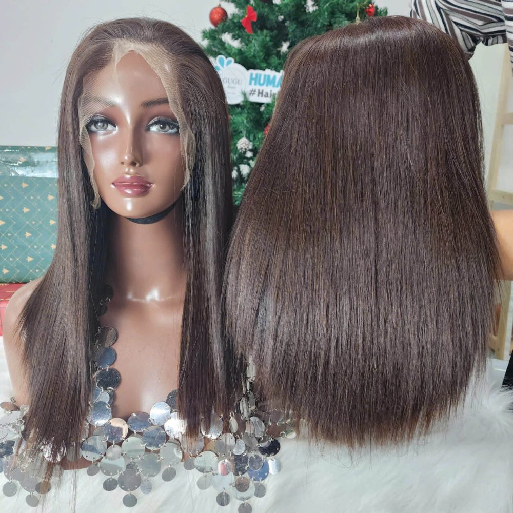 Frontal Bog Wig Ombre Brown Raw Vietnamese Human Hair