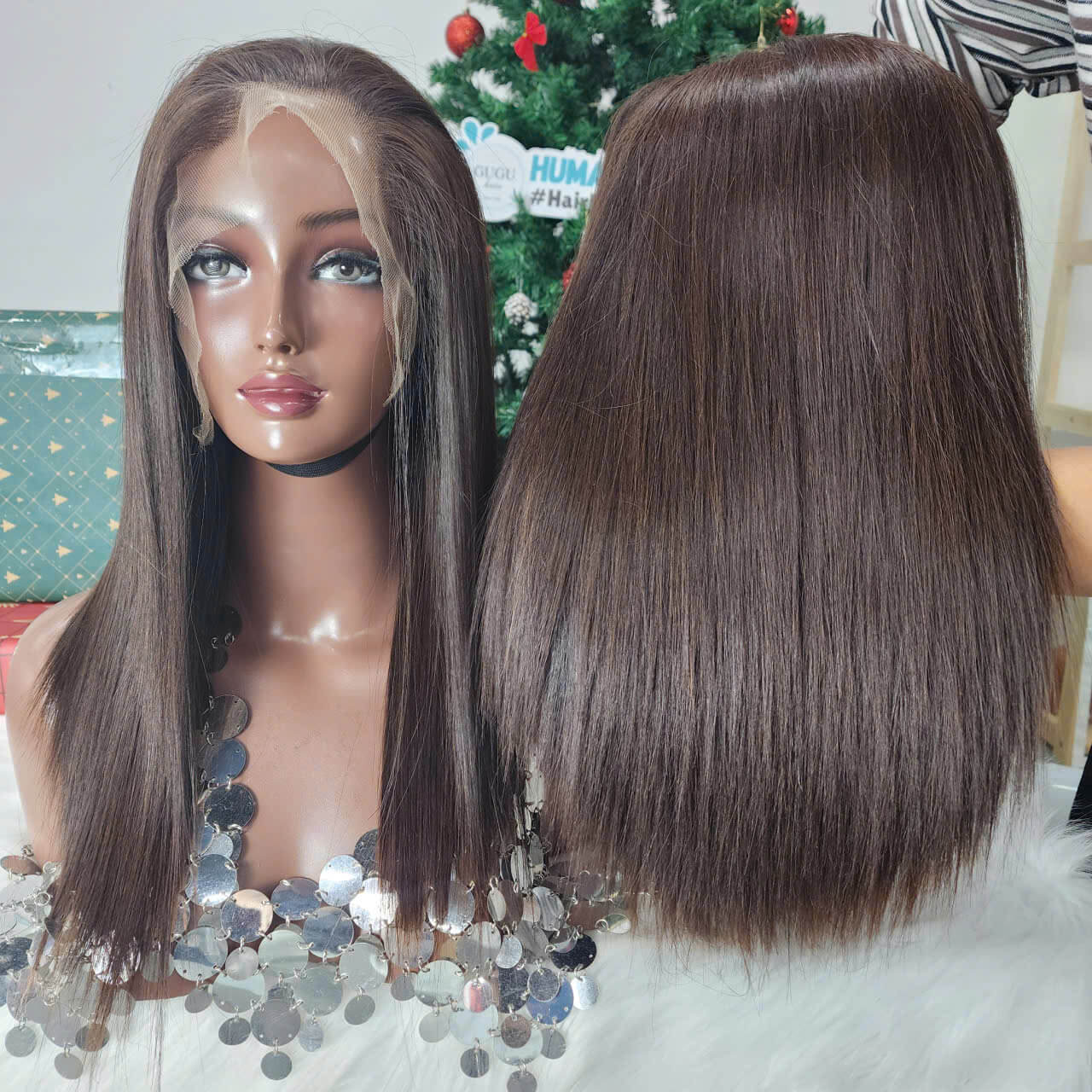 Frontal Bog Wig Ombre Brown Raw Vietnamese Human Hair