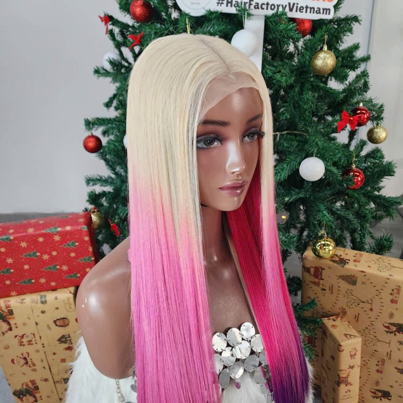 Blonde Pink Ombre Bone Straight Raw Vietnamese Human Hair