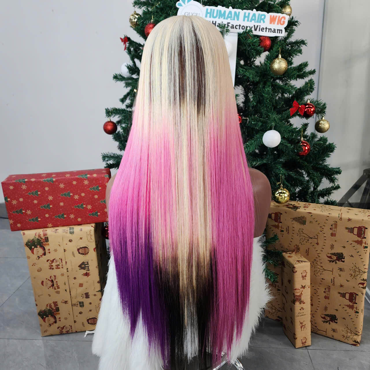 Blonde Pink Ombre Bone Straight Raw Vietnamese Human Hair