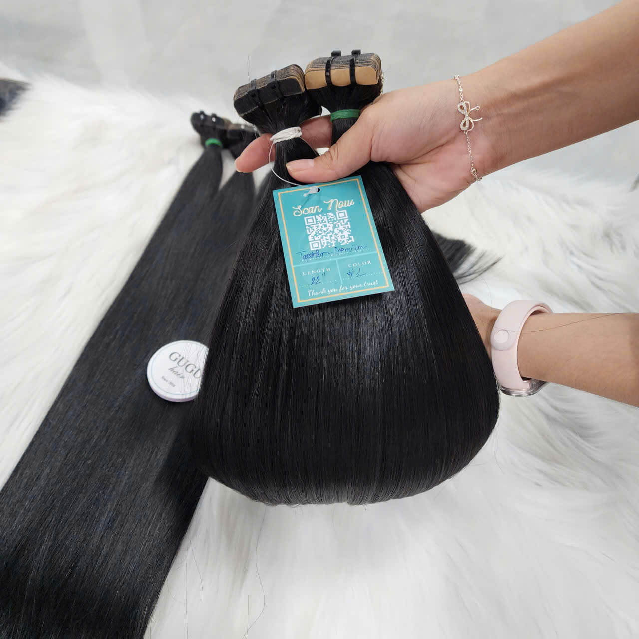 Buy Tape-In Hair Extensions # 1 Color Wholesale Price Direct Human Hair Factory 7 Premium Tape - In Natural Color Raw Vietnamese Human Hair