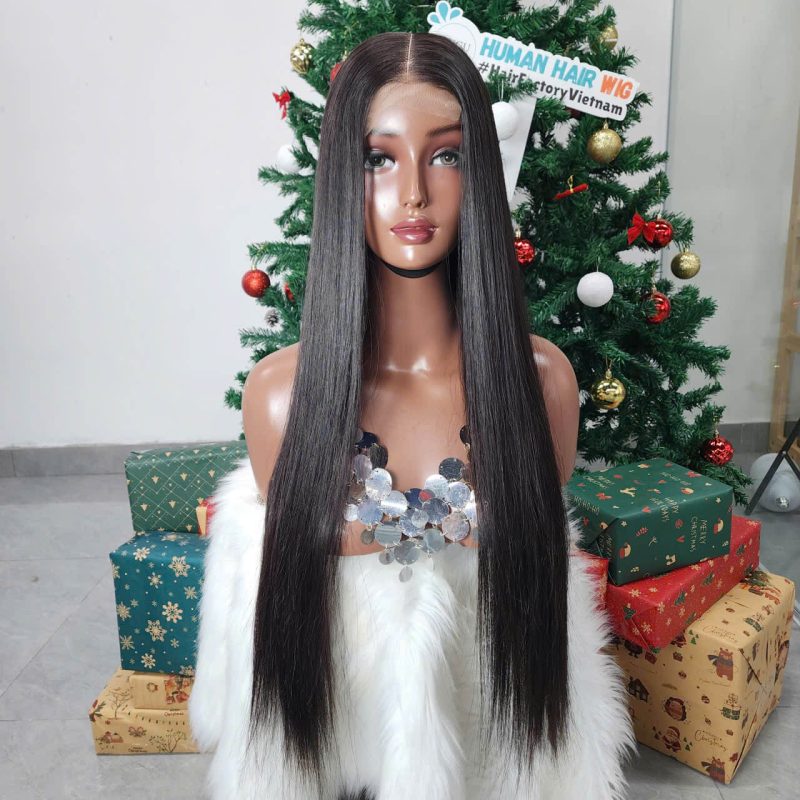 Straight Human Hair Wig – 26 Inch – Natural Black