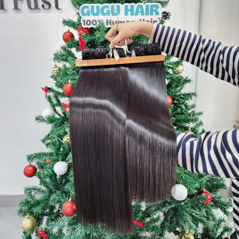 Premium Bone Straight Weft Hair #1 Color Extension Raw Vietnamese Hair
