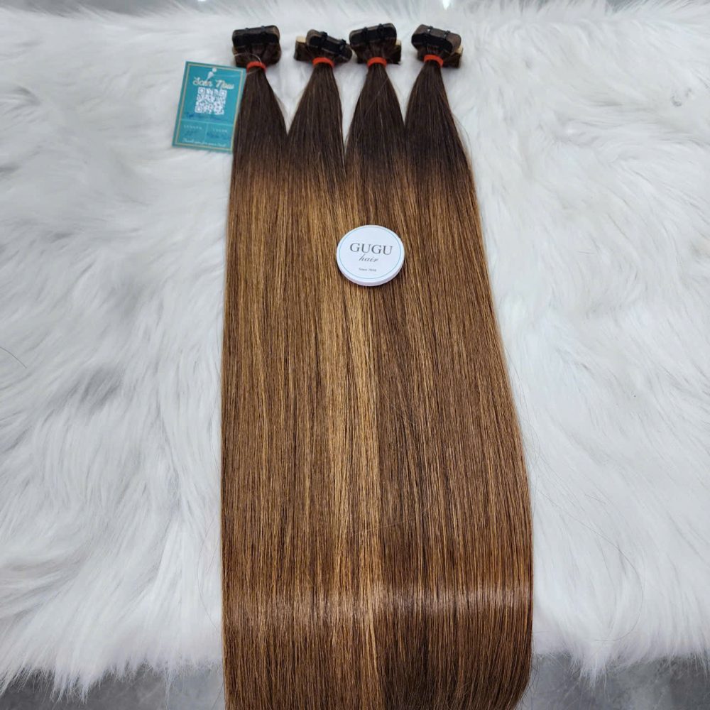 Tape - In Brown Ombre Bone Straight Raw Vietnamese Hair Extension