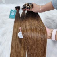 Tape-In Brown Ombre Bone Straight Raw Vietnamese Hair Extension