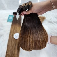 Tape - In Brown Ombre Bone Straight Raw Vietnamese Hair Extension