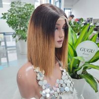 10 Inch Glueness Bob Wig Bone Straight Ombre Raw Vietnamese Human Hair